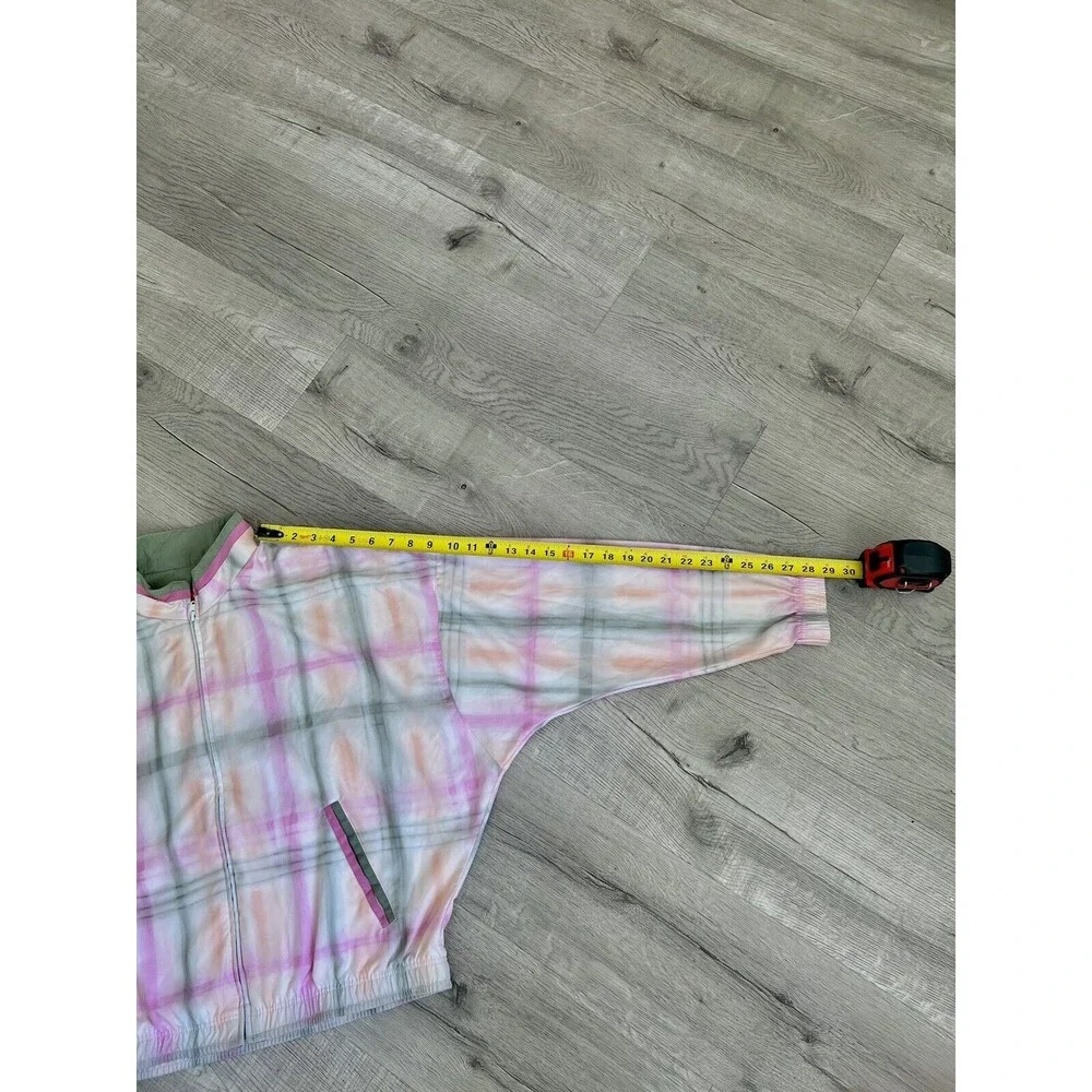 Vintage - TAIL Bomber Jacket-Green/Pink-White Plaid-size Medium - Picture 13 of 13